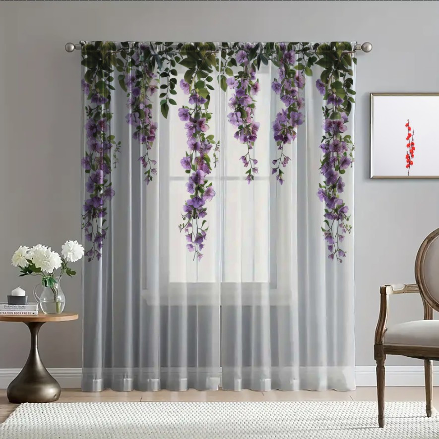 Гардина тюль Ніжні квіти польові каскад 48 принт ВСІ розміри