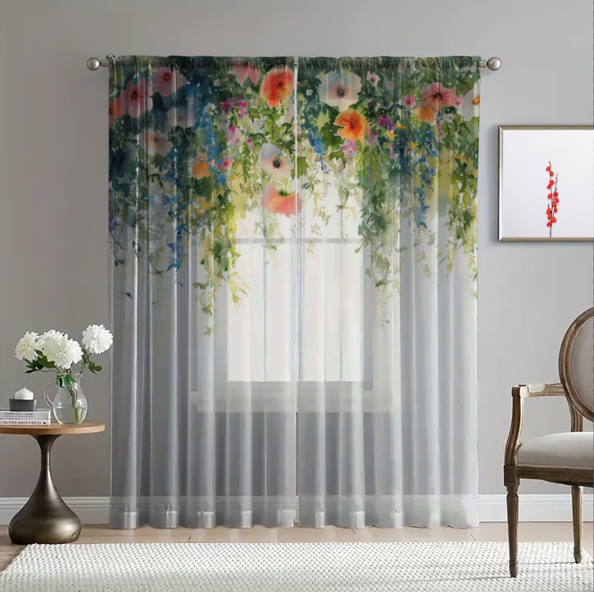 Гардина тюль Ніжні квіти польові каскад 46 принт ВСІ розміри