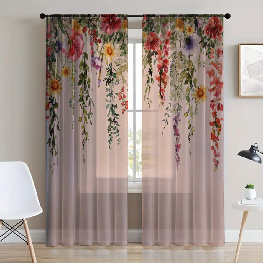 Гардина тюль Ніжні квіти польові каскад 16 принт ВСІ розміри