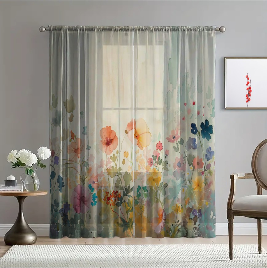 Гардина тюль Ніжні квіти польові 4565 принт ВСІ розміри