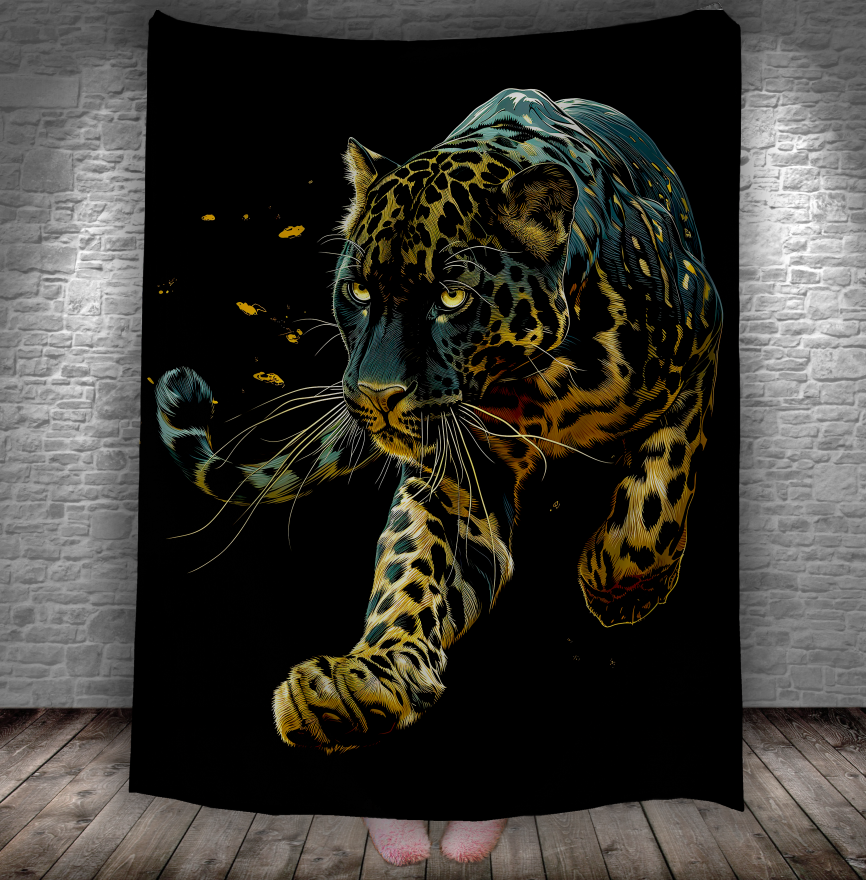 Плед Чорний ягуар пантера 150х200 см