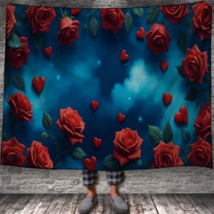 Плед Червоні троянди з сердечками валентинка 150х200 см