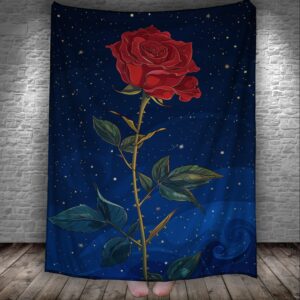 Плед Червона троянда на фоні зоряного неба 150х200 см