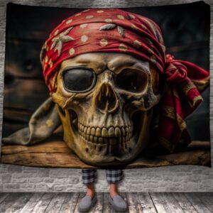 Плед Череп у червоній бандані пірат 150х200 см