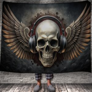 Плед Череп у навушниках з крилами готика 4 150х200 см