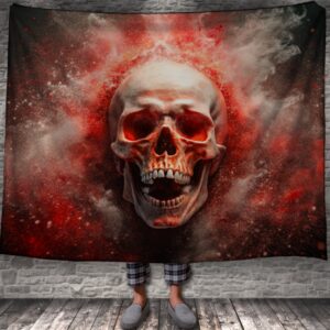 Плед Череп з червоним димом готичний стиль 150х200 см