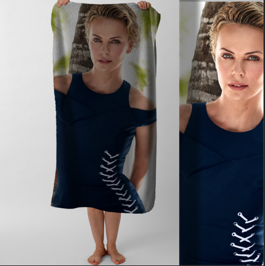 Рушник Шарліз Терон пляжний з принтом ВСІ розміри