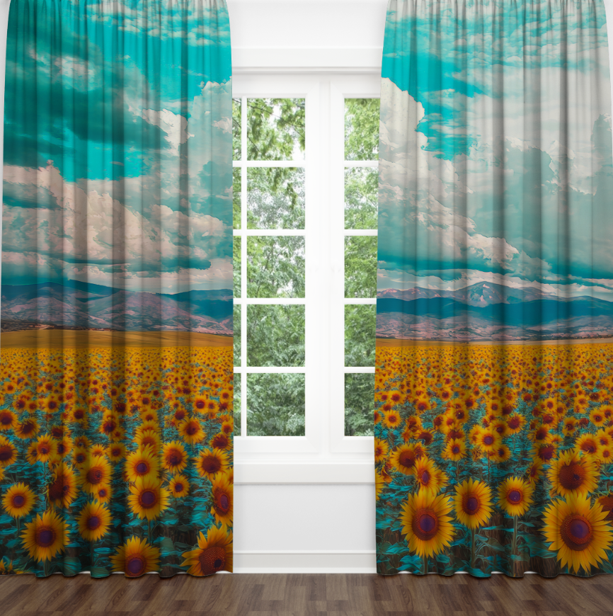 Штори Яскраві соняшники Поле з соняшниками Фотоштора ВСІ розміри