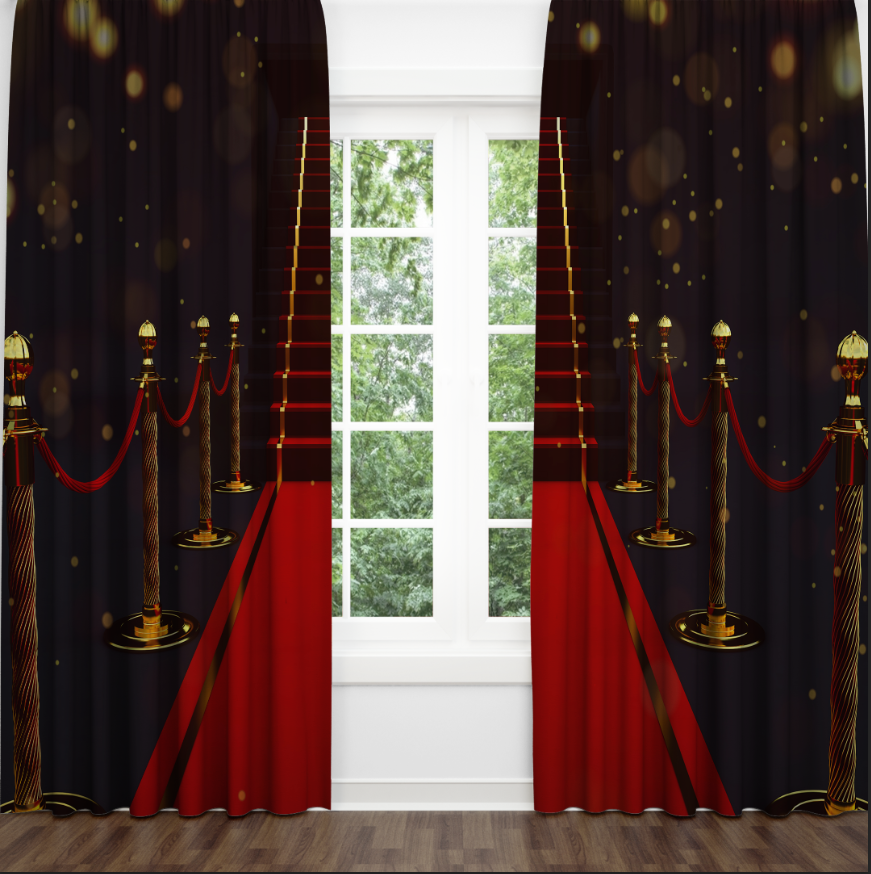 Штори Червона доріжка що веде до сцени Червоний килим Ілюзія сцени Фотоштора ВСІ розміри