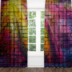 Штори Цегляна стіна Кладка з графіті Барвиста стіна 3 Фотоштора ВСІ розміри