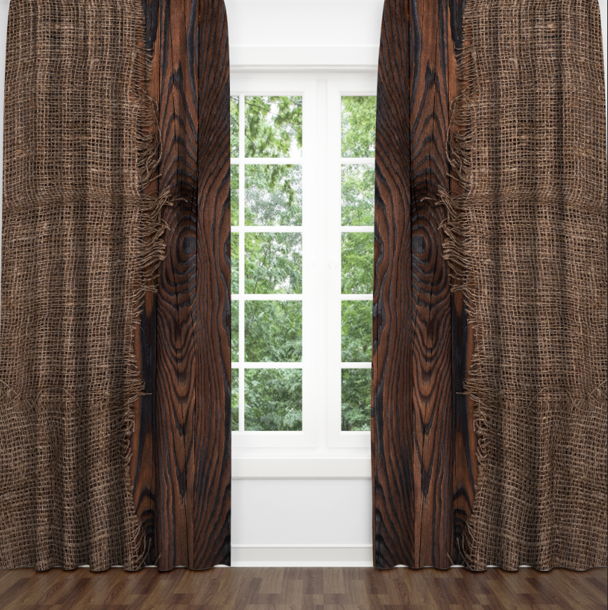 Штори Текстура мішковини та темного дерева Лофт стиль Фотоштора ВСІ розміри