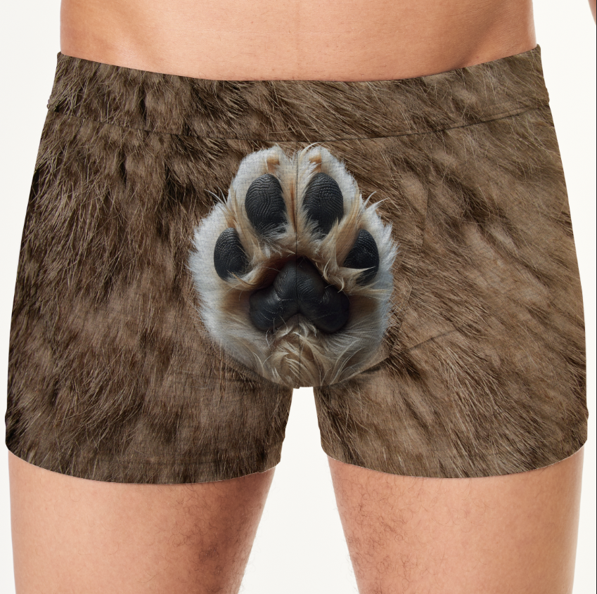 Труси чоловічі Текстура коричневого хутра з лапою собаки ВСІ розміри Premium