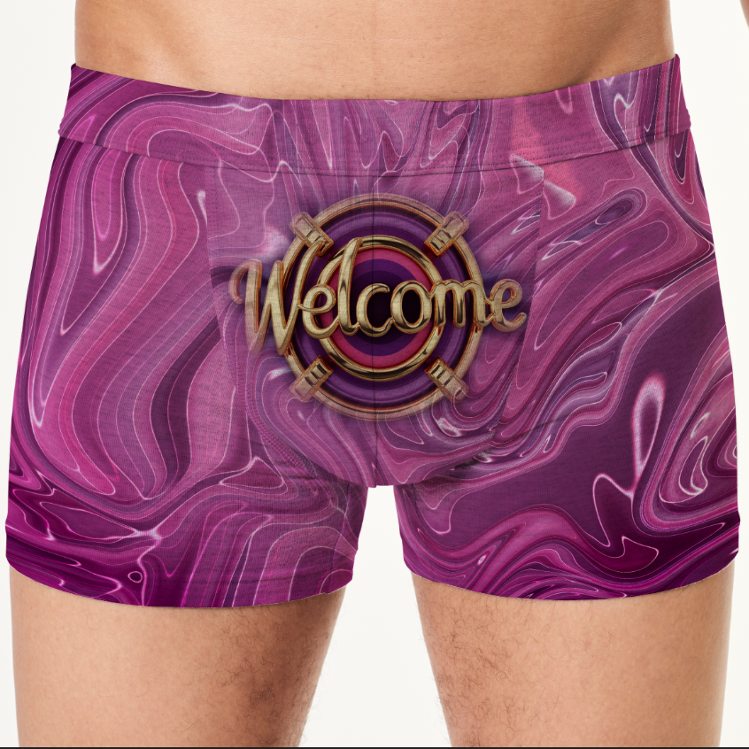 Труси чоловічі Напис Welcome фіолетові боксери ВСІ розміри Premium
