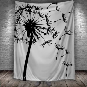 Плед Чорна кульбаба на білому фоні лофт 150х200 см