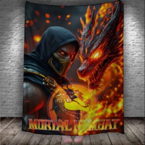 Плед Mortal Kombat Мортал Комбат Скорпіон гра фільм дракон 150х200 см