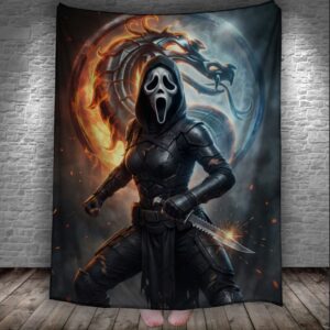 Плед Mortal Kombat Мортал Комбат Крик хорор примарне обличчя 150х200 см