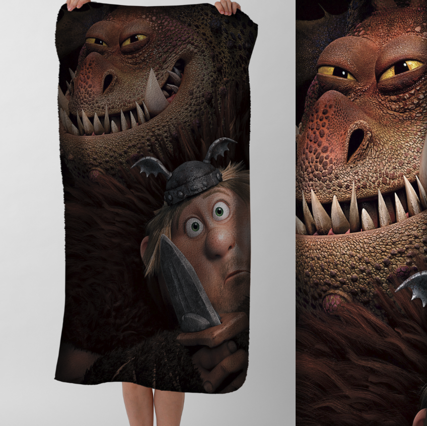 Рушник Як приборкати дракона Беззубик мультик Стоїк Величний 4 пляжний з принтом ВСІ розміри