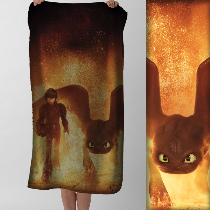 Рушник Як приборкати дракона Беззубик мультик 36 пляжний з принтом ВСІ розміри