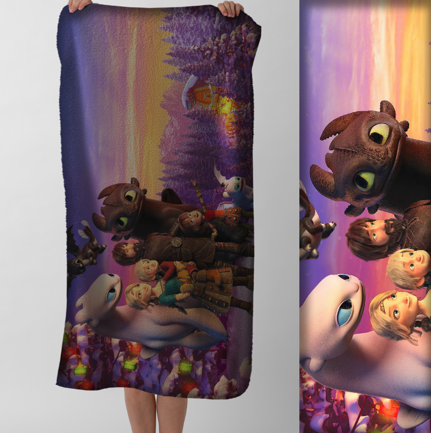 Рушник Як приборкати дракона Беззубик мультик 27 пляжний з принтом ВСІ розміри