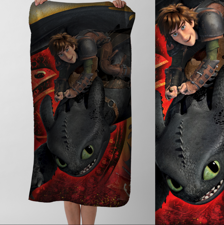 Рушник Як приборкати дракона Беззубик мультик 1 пляжний з принтом ВСІ розміри