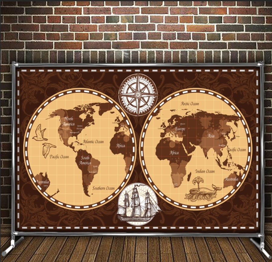 Фотозона банер pres wall Стародавня мапа світу Всі розміри