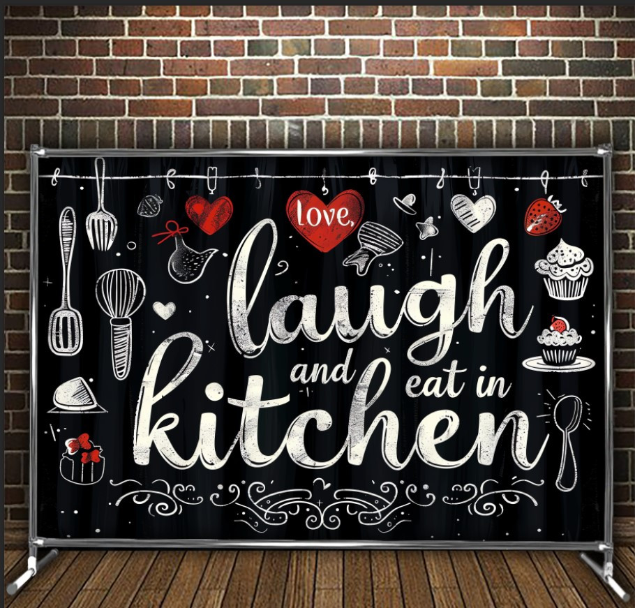 Фотозона банер pres wall Мотиваційні написи текст кухня кулінарія Всі розміри