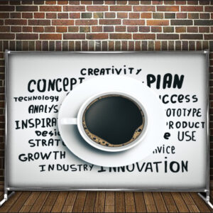 Фотозона банер pres wall Кава бізнес теги Всі розміри