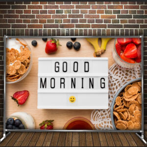 Фотозона банер pres wall Доброго ранку написи текст кухня кулінарія Всі розміри