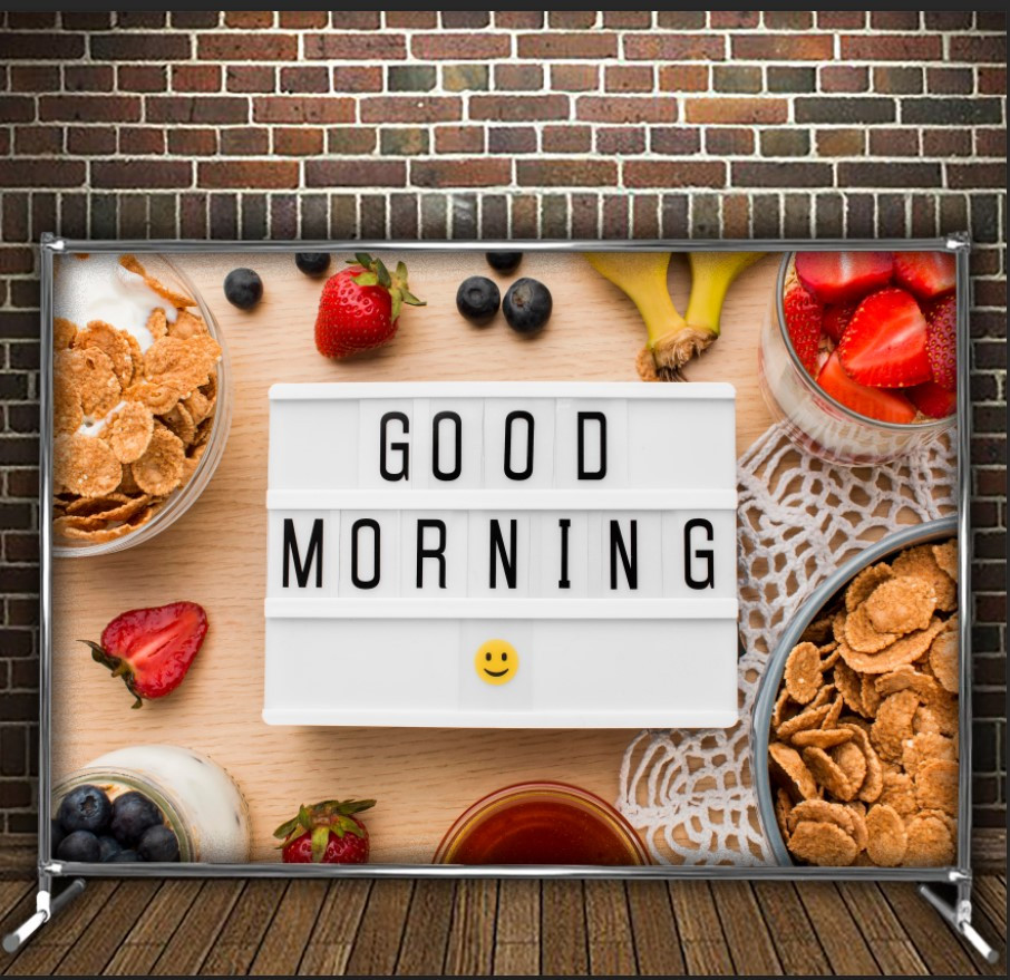 Фотозона банер pres wall Доброго ранку написи текст кухня кулінарія Всі розміри