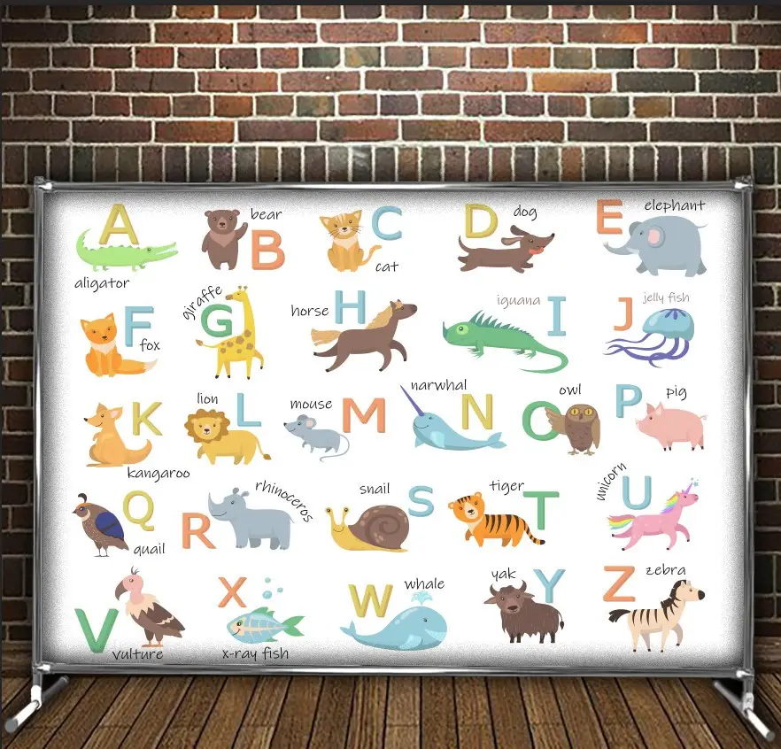 Фотозона банер pres wall Дитяча англійська абетка Всі розміри