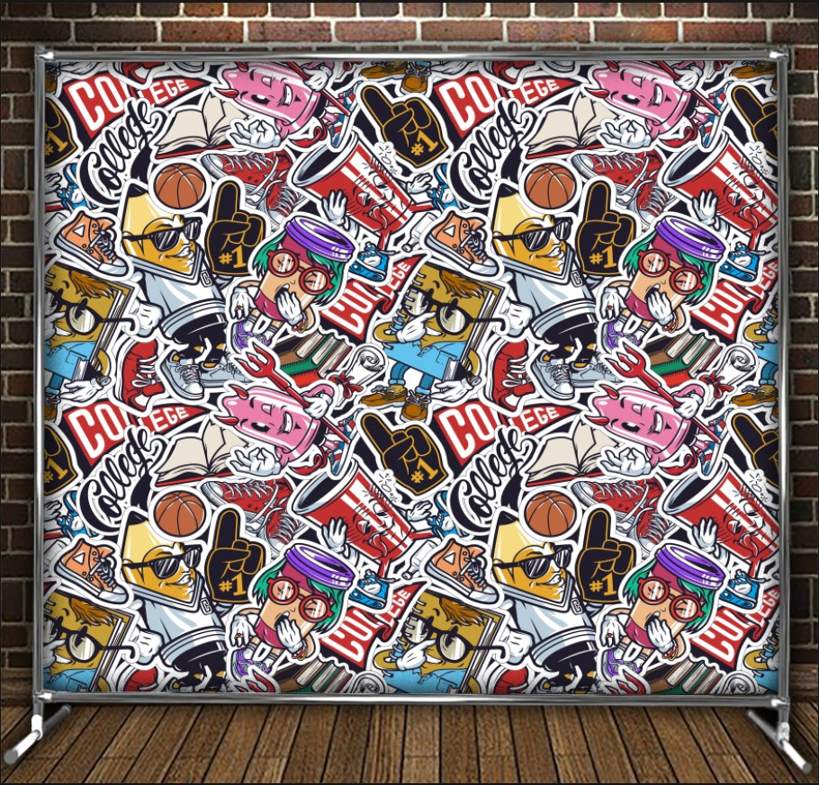 Фотозона банер pres wall Графіті коледж випускний поп арт Всі розміри