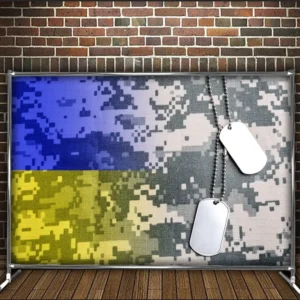 Фотозона банер pres wall Військова тема піксель жетони Всі розміри