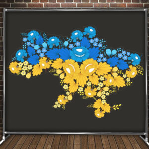 Фотозона банер press wall Жовто блакитна мапа України Всі розміри