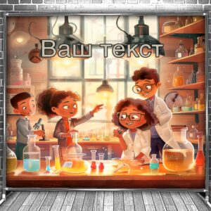 Фотозона банер press wall Для школи школярів кабінет хімії учні мульт діти 99 Всі розміри