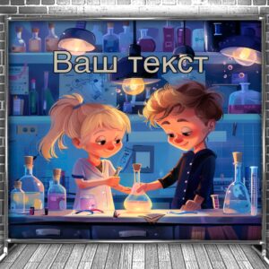 Фотозона банер press wall Для школи школярів кабінет хімії учні мульт діти 8912 Всі розміри