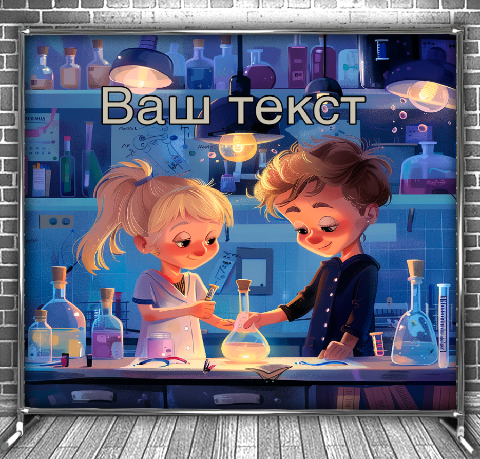 Фотозона банер press wall Для школи школярів кабінет хімії учні мульт діти 8912 Всі розміри