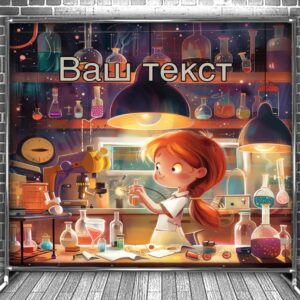 Фотозона банер press wall Для школи школярів кабінет хімії учні мульт діти 7889 Всі розміри