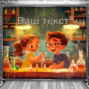 Фотозона банер press wall Для школи школярів кабінет хімії учні мульт діти 786 Всі розміри