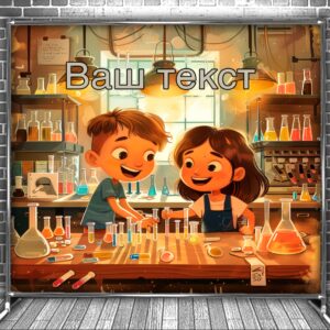 Фотозона банер press wall Для школи школярів кабінет хімії учні мульт діти 3654 Всі розміри