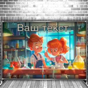 Фотозона банер press wall Для школи школярів кабінет хімії учні мульт діти 354 Всі розміри