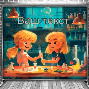 Фотозона банер press wall Для школи школярів кабінет хімії учні мульт діти 2 Всі розміри