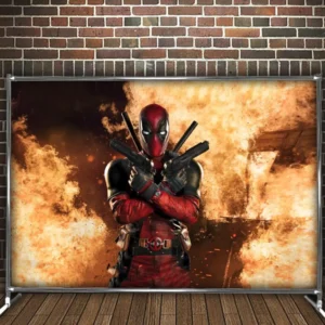 Фотозона банер press wall Дедпул вогонь Марвел Всі розміри