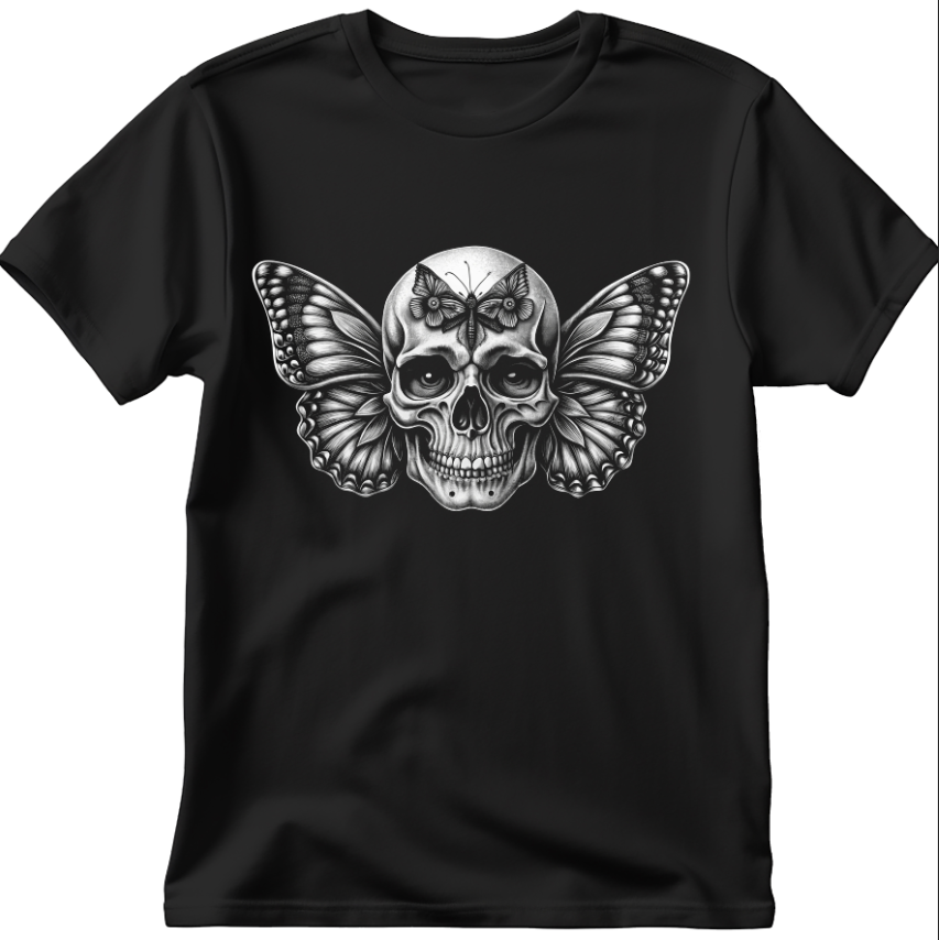 Футболка Череп метелик готика 4 унісекс ВСІ розміри Преміум